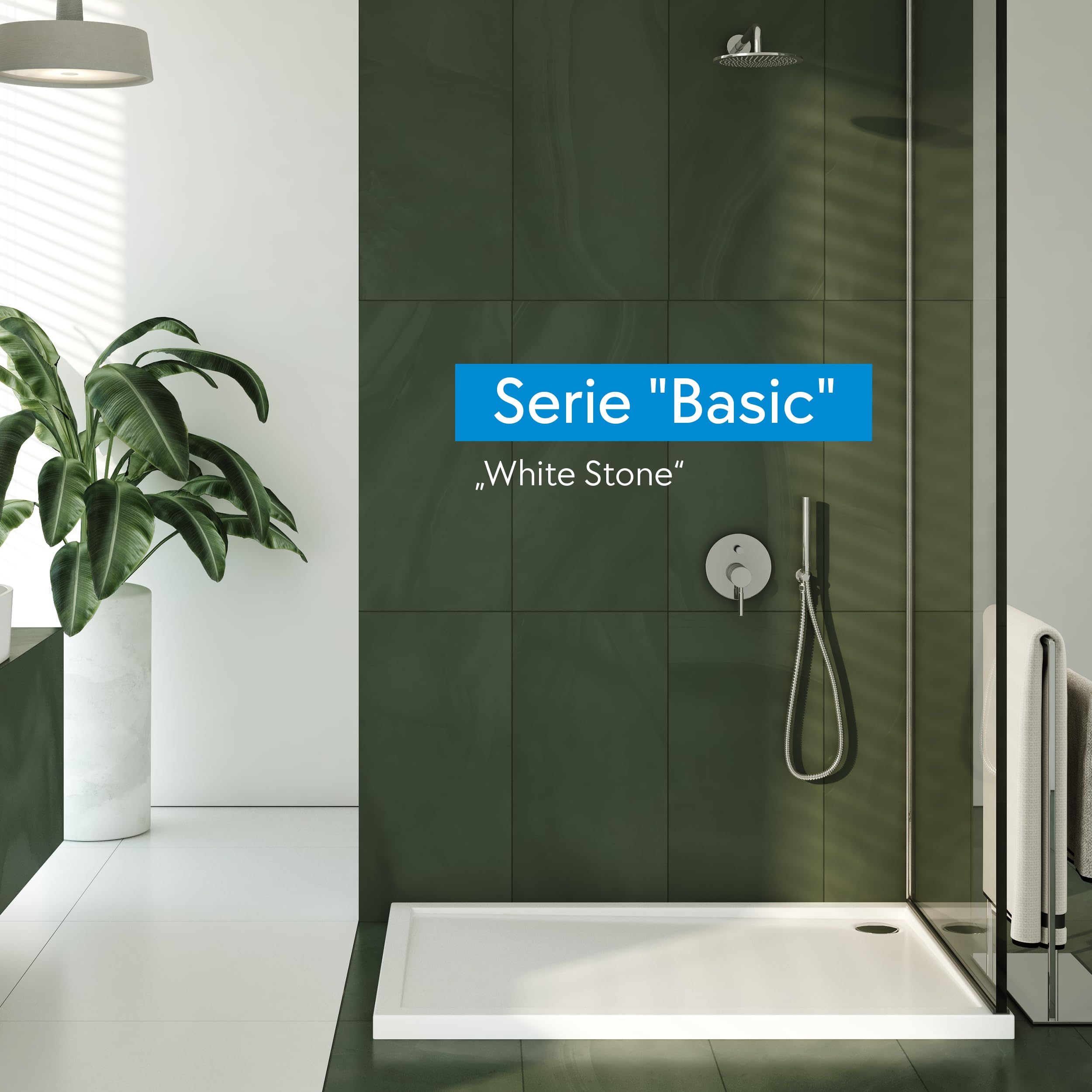 AQUABAD Duschwanne/Duschtasse | Basic Smooth White 90x120cm Rechteck