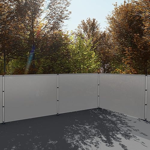 Miniatura 2 de PATIO Valla de privacidad para exteriores con postes para piscinas, valla de seguridad para perros, cercado temporal para terraza, patio, cemento,