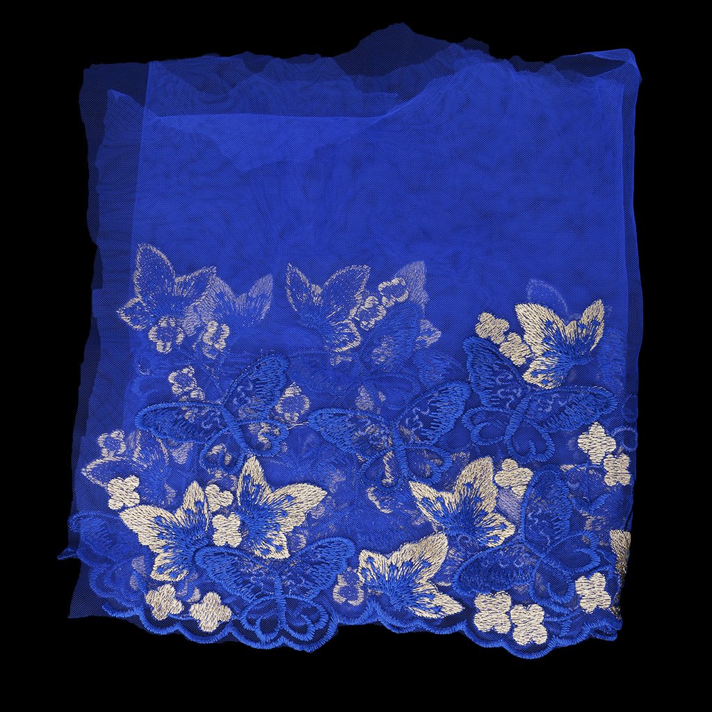 Merishopp 1 Yard Embroidered Mesh Lace Trim Embroidered Net Dress Sewing Crafts Blue Crafts | Sewing | Embellishments & Finishes | Trims 1