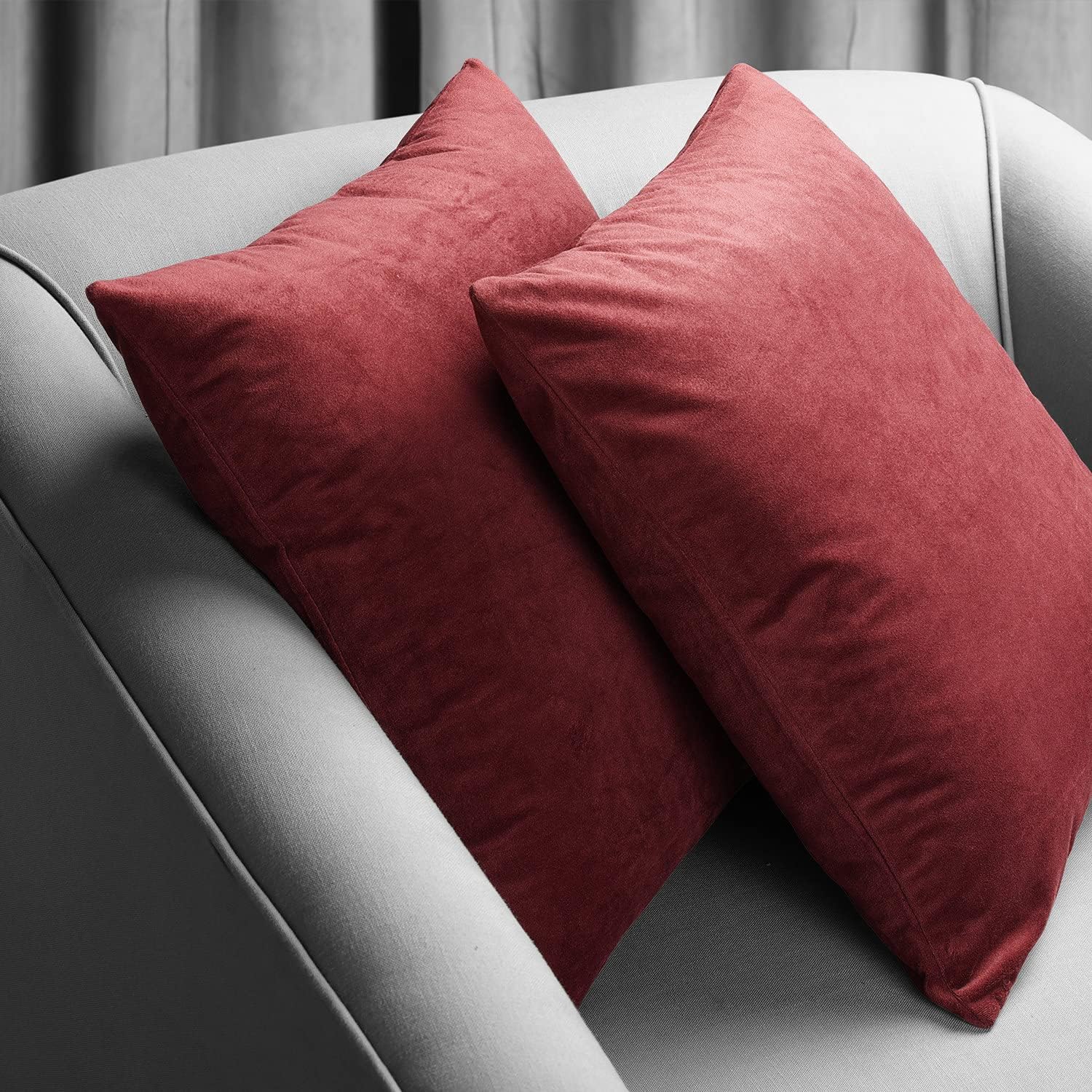 HPD Half Price Drapes Cushion Cover 18 x 18 Signature Velvet - VPCH-192018-CC18PR - Pair, Burgundy