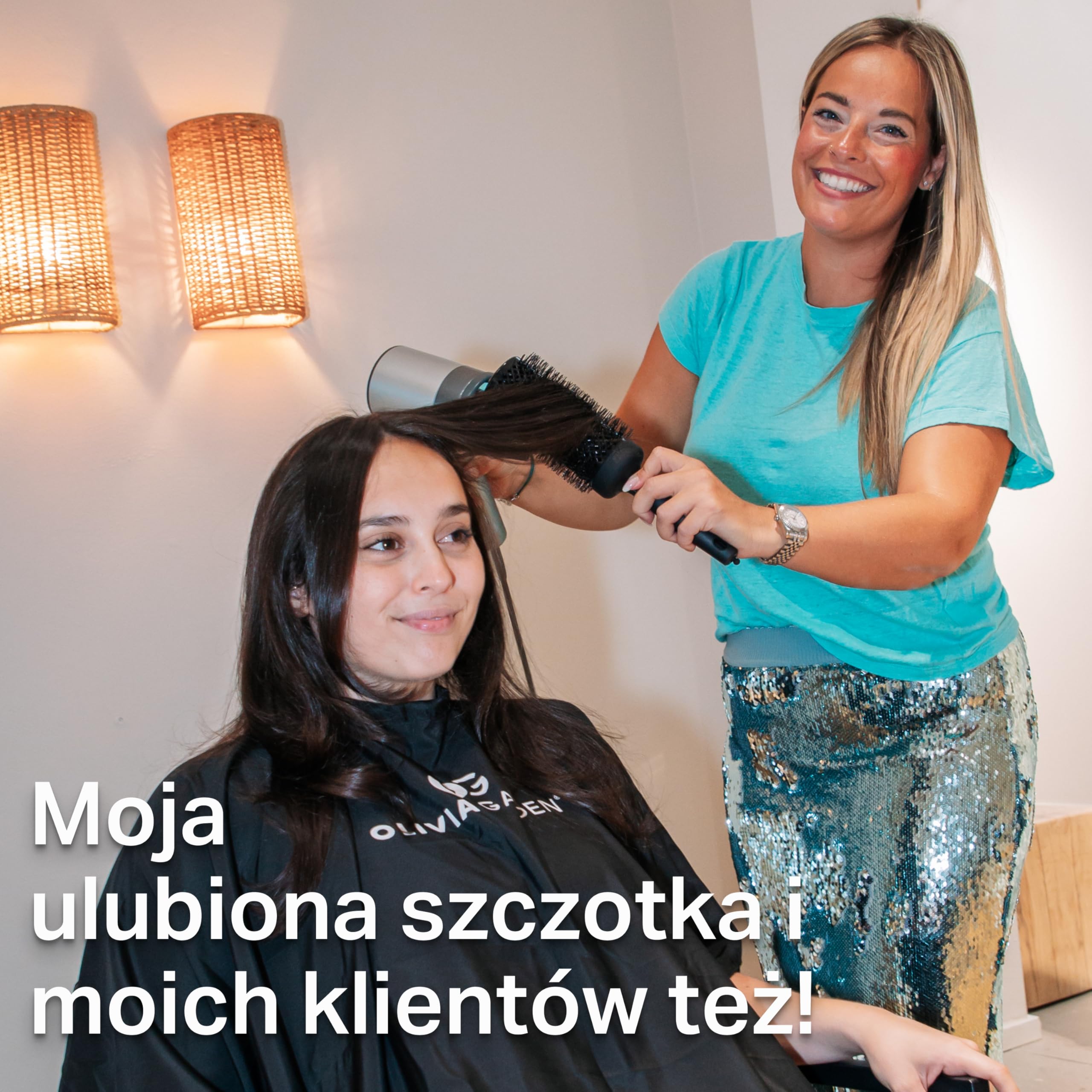 Olivia Garden Expert Blowout Speed Black Label – Matowa czerń - 55 - Ceramiczna okrągła szczotka z wyjątkowo długim korpusem do 25% szybszego modelowania