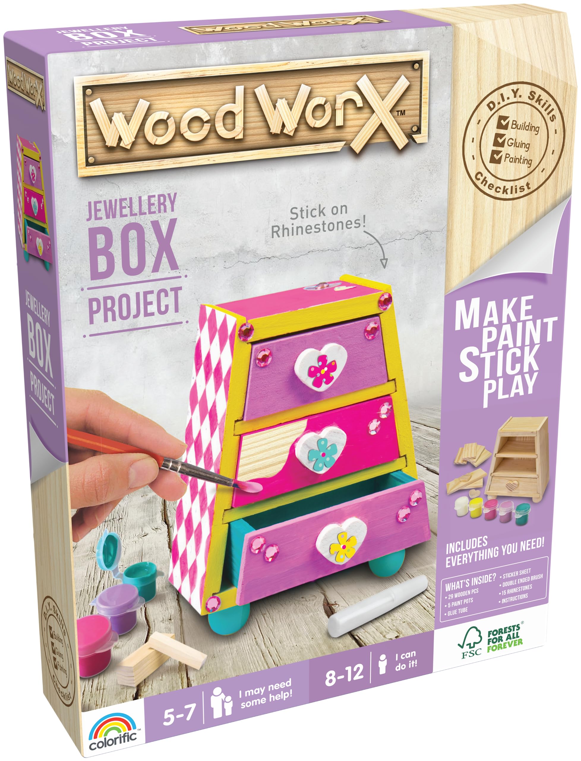 ALPHA & CRAFT WOOD WORKS INC 5個セット Amazon.com: Wood Worx Jewellery Box Project - Make, Paint, Stick