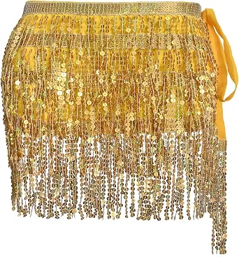 Sequin Tassel Skirt Womens Belly Dance Hip Scarf Skirts
