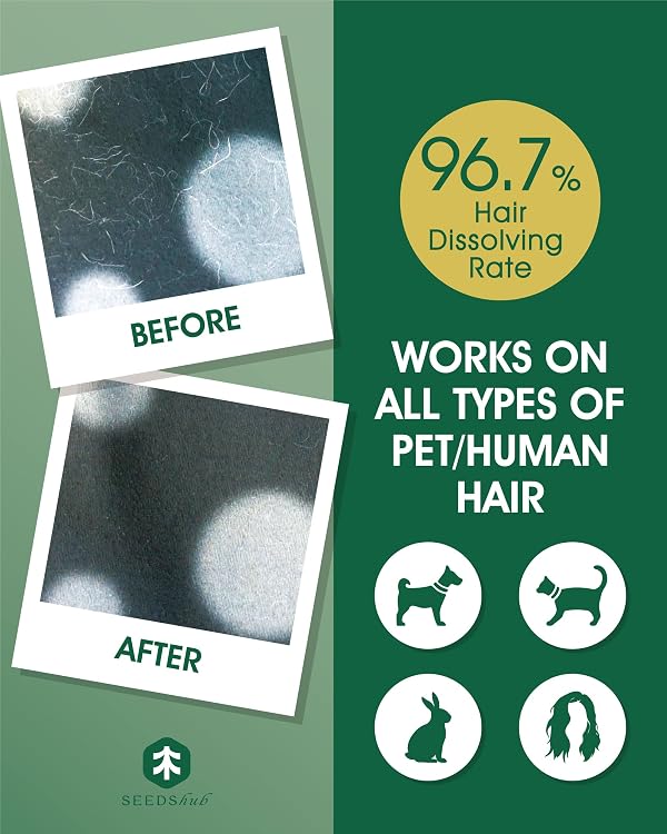 Pet Hair Dissolver for Washing Machine, Pet Hair Remover for Laundry, 96.7% Dissolution Rate, Dog Hair Remover, Cat Hair Remover, Up to 12 Months of Use, HE/Top/Front-Load Compatible, Septic Safe by Seedshub - Image 7