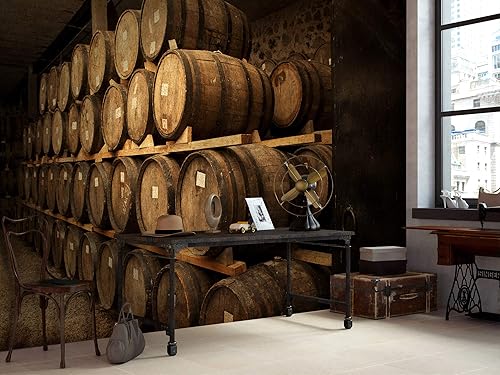 Miniatura 2 de Murwall Beer Keg Wallpaper Wine Cellar Pattern Wall Mural Barrel Wall Print Cafe Bar Decor Restauran Design