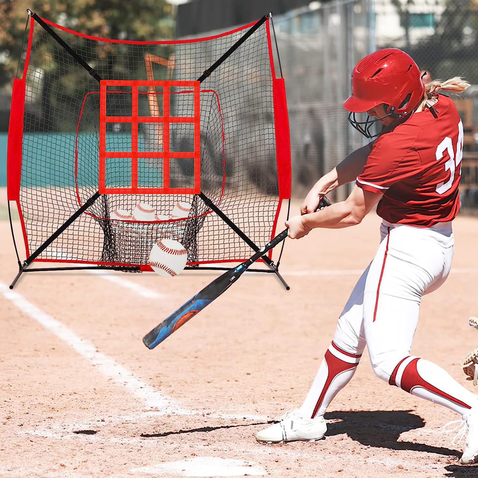 Strike Zone Target, Pitching Target Strike Zone – Rete regolabile Strike Zone per esercitazioni da baseball per colpire, colpire catturare, cintura di fissaggio