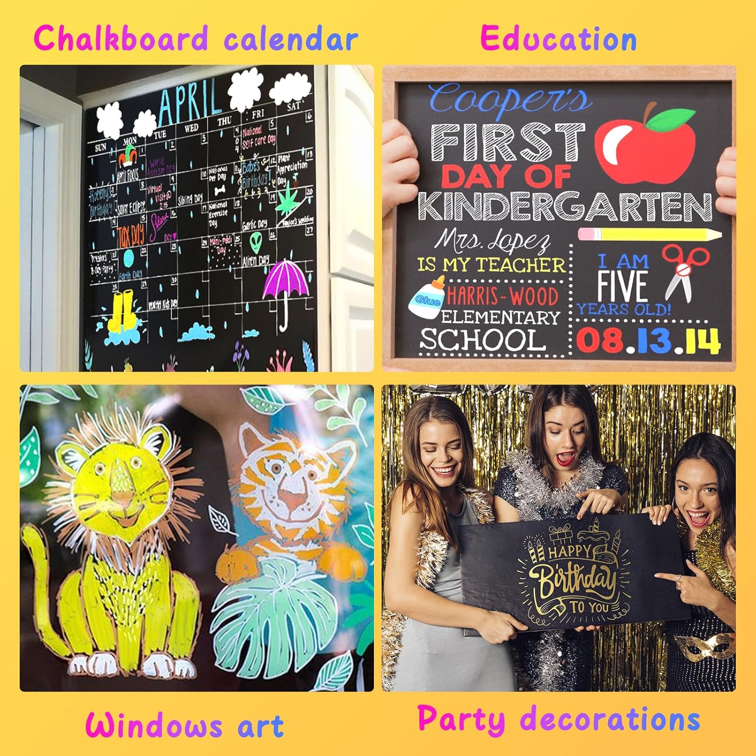 SFAIH 30 Vibrant Liquid Chalk Markers for Bhalkboard, Calendar, Glass - [1s Wet Wipe] No Residue, 0.7-1mm Extra Fine Tip, Chalk Pens for Bistro, Labels [Highlighter Marker Pen for LED light board] - Image 5