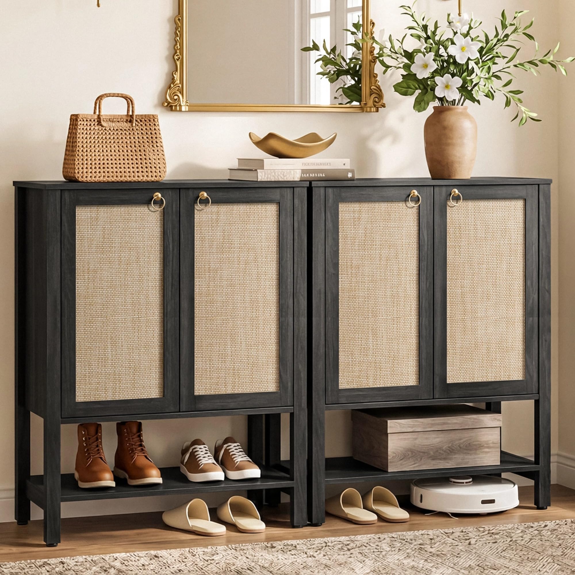 SICOTAS Shoe Storage Cabinet for Entryway, 5 Tier, 2 Pieces