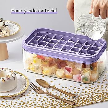 Amazon.com: Ice Cube Tray with Lid and Bin for Freezer, 2