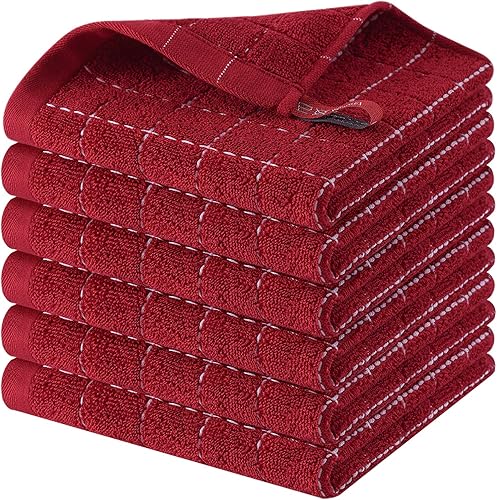 Miniatura 47 de Homaxy Toallas de cocina de rizo de algodón 100% (gris oscuro, 13 x 28 pulgadas), diseño a cuadros, suaves y súper absorbentes, paquete de 8