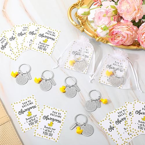 Miniatura 4 de Sasylvia 25 juegos de regalos de agradecimiento a los empleados, llavero con cita de agradecimiento a granel con bolsas de organza, tarjetas de