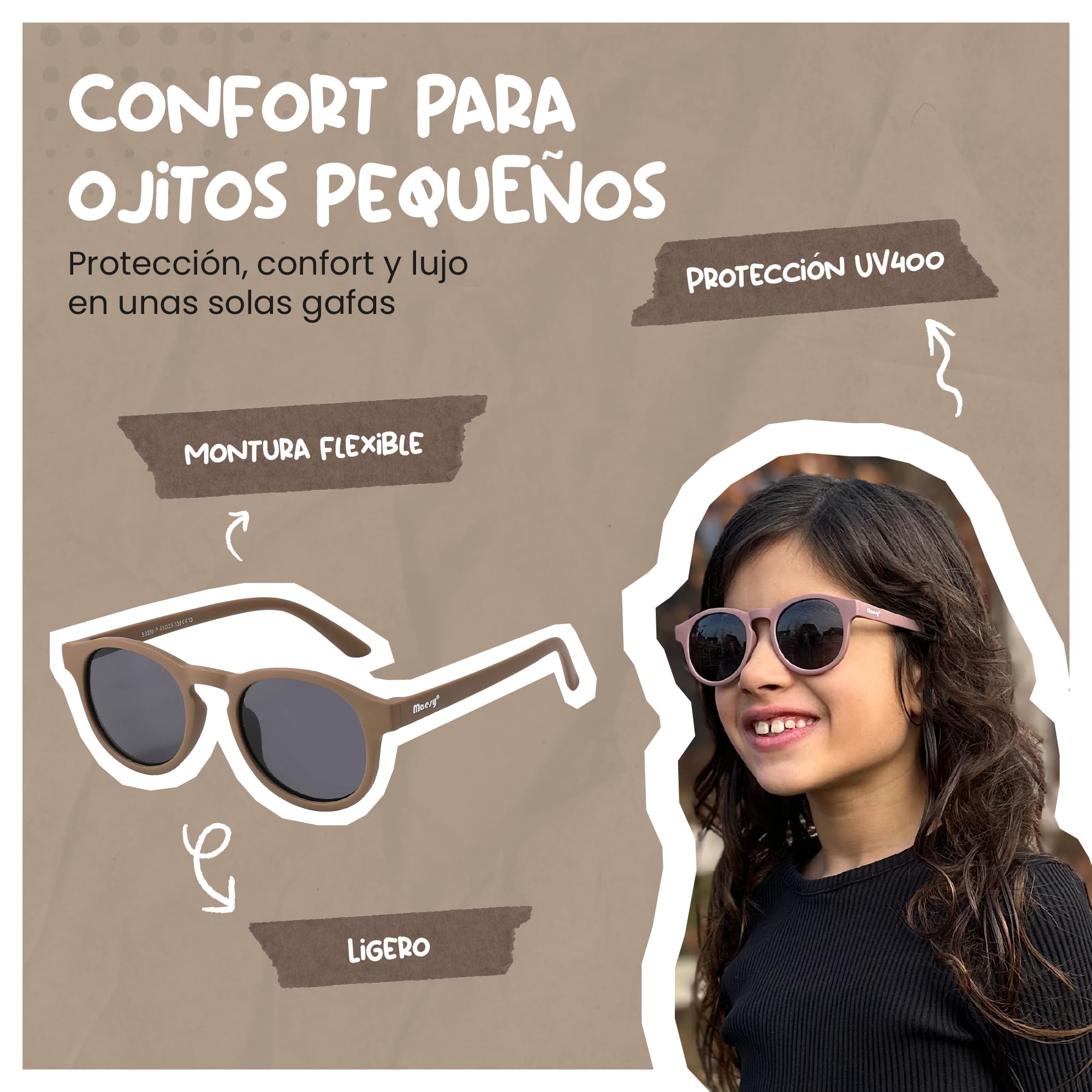 Gafas de sol para niños de 6 a 12 años - Protección polarizada UV400 - Marco flexible y flexible - Gafas de sol seguras y cómodas para niños - Novi