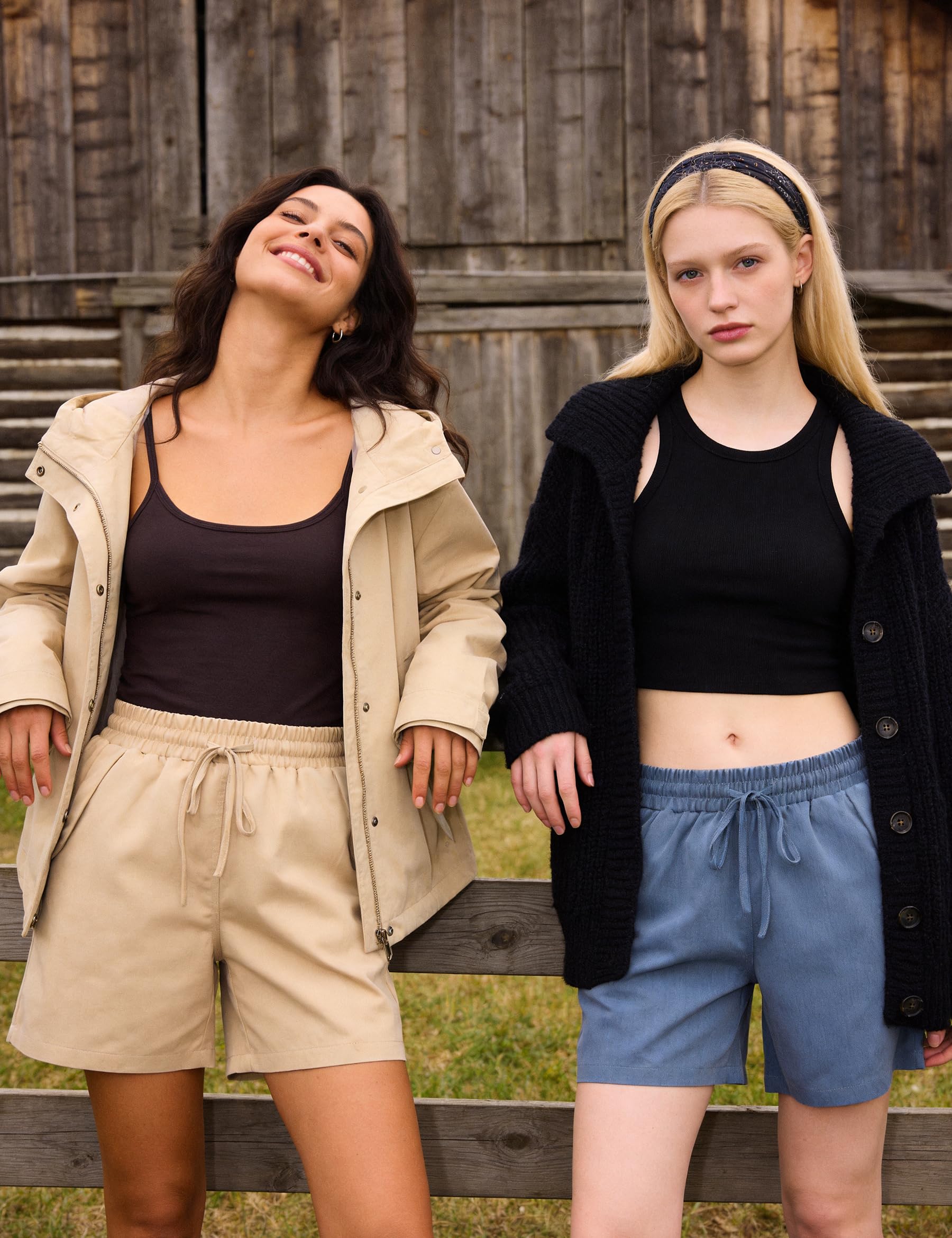 Short Femme avec Poches | Taille élastique, cordon réglable, poches pratiques pour la maison, les vacances et les activités décontractées en été.