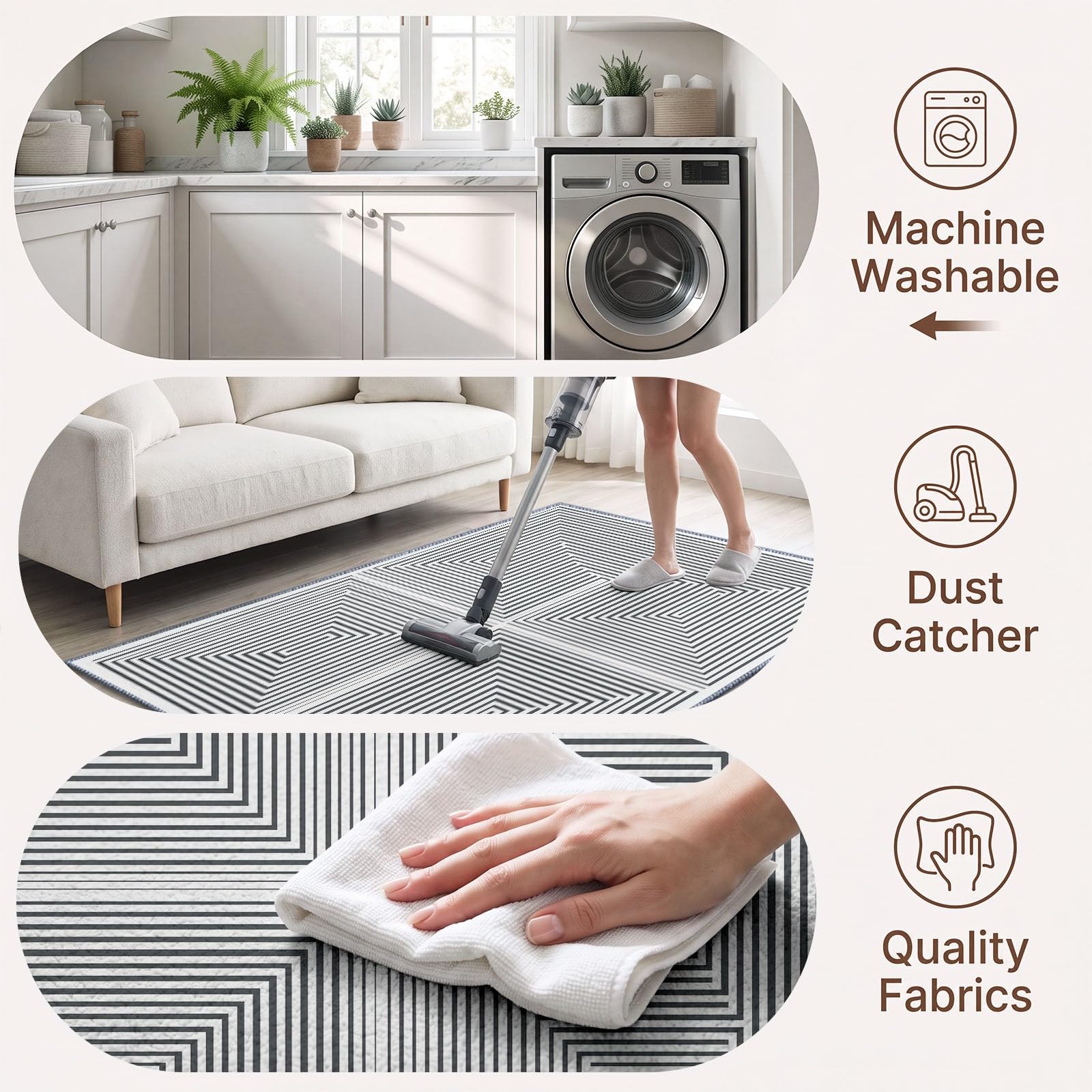 Tapis Salon Minimaliste Labyrinthe Géométrique Rayures 160 x 230 cm, Tapis Antidérapant Moderne Ne Perde Pas de Peluches, Lavable en Machine pour Chambre, Salle à Manger, Bureau à Domicile