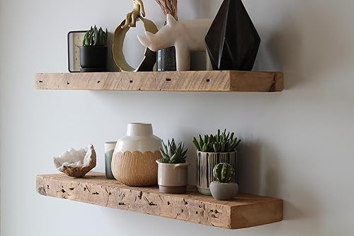 Vista 4 de Urban Legacy - Estantes flotantes hechos de auténtica madera regenerada, moderna, a la moda, madera de granero, hecho por Amish en el condado