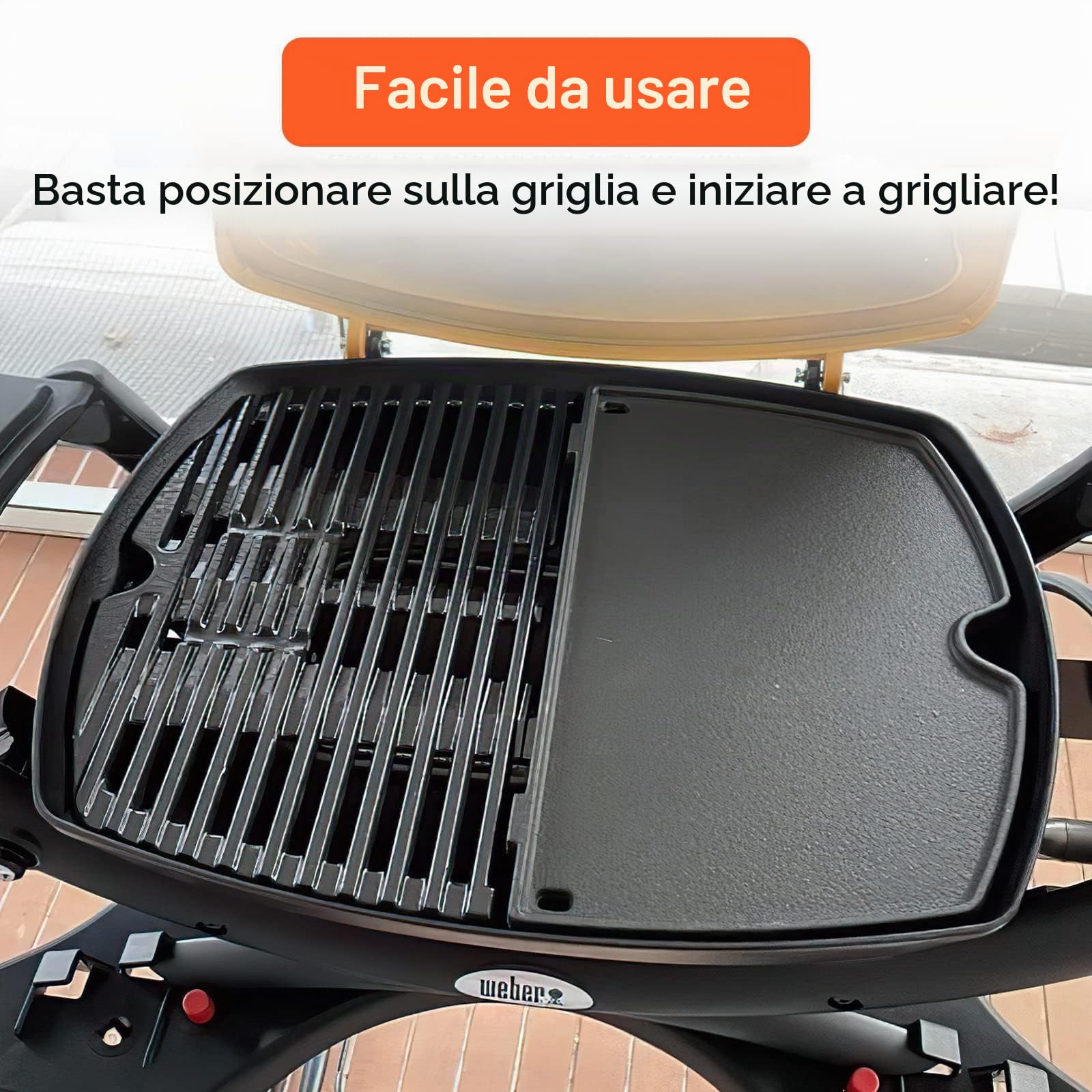 6559 Piastra in ghisa di ricambio per barbecue Weber Q200 Q220 Q240 Q260 Q2000 Q2200 Q2400 barbecue a gas,38,9 cm padella accessori per barbecue Weber Q