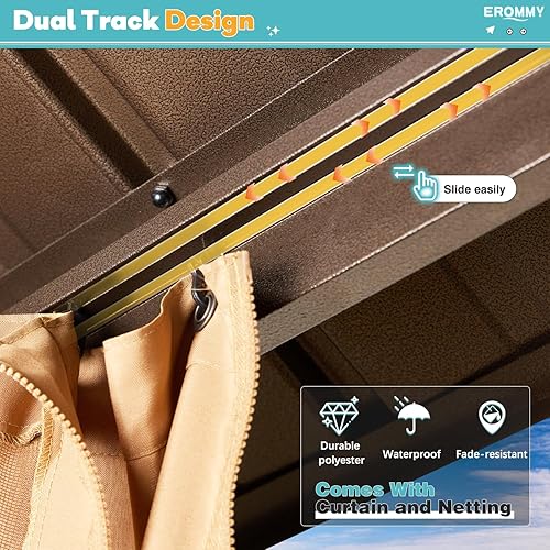 Miniatura 5 de EROMMY - Kiosco de techo rígido de 12 x 16 pies, kiosco de techo doble de acero galvanizado con marco de aluminio, permanente, de metal, para