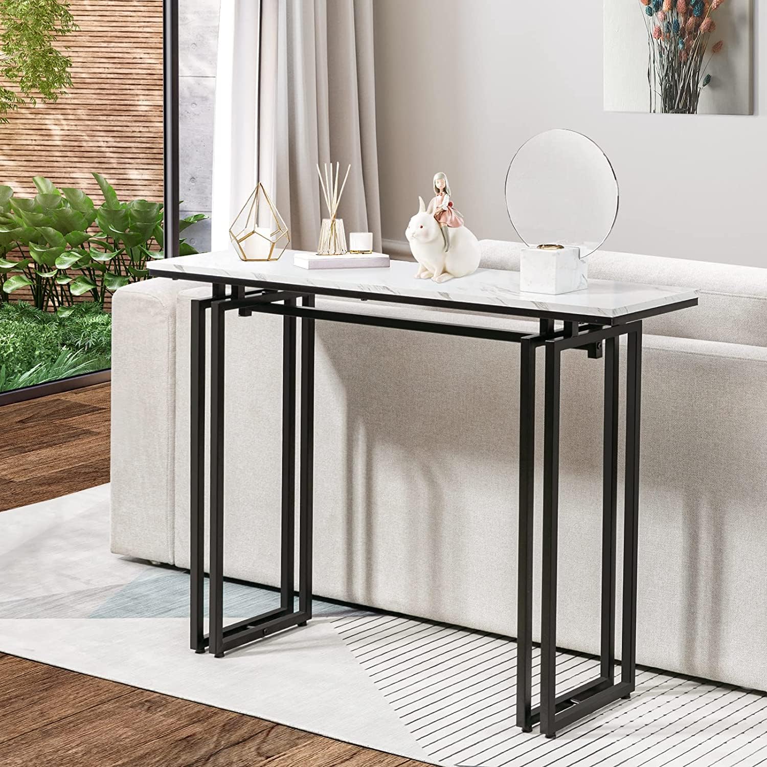 Weston Crafts Console Table, Narrow Entryway Table with Metal Black Base for Living Room, Entryway, Hallway, Sofa, Entrance 3