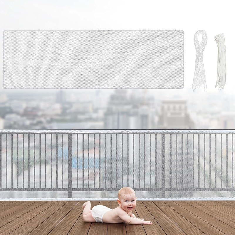 Hosuly Banister Guard Balcony Netting, 15 x 3 ft, White, 1 Set