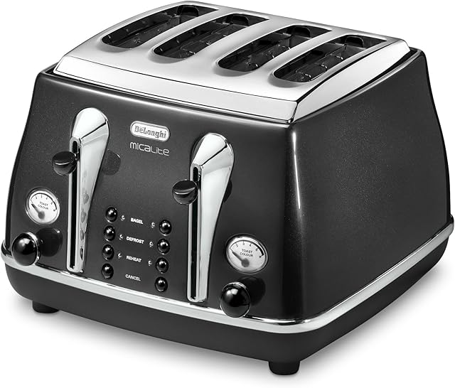 De'Longhi Icona Micalite CTOM4003BK 4-Slice Toaster - Black