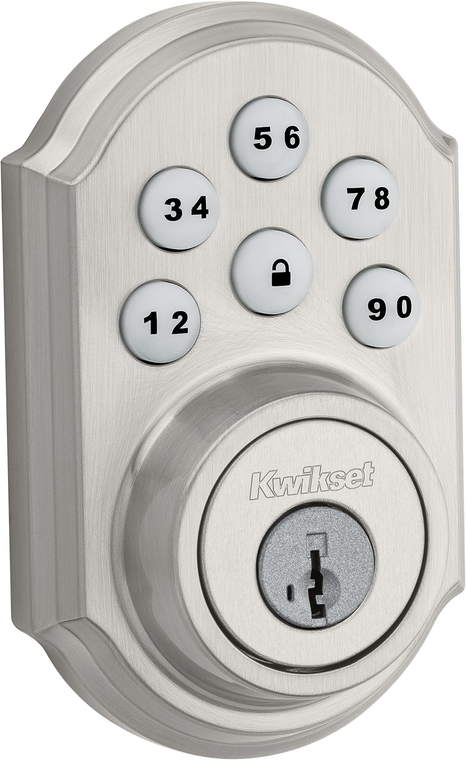 Kwikset99090-018 SmartCode Keyless Electronic Keypad Deadbolt, SmartKey Re-Key Security, Satin Nickel, Pack of 1