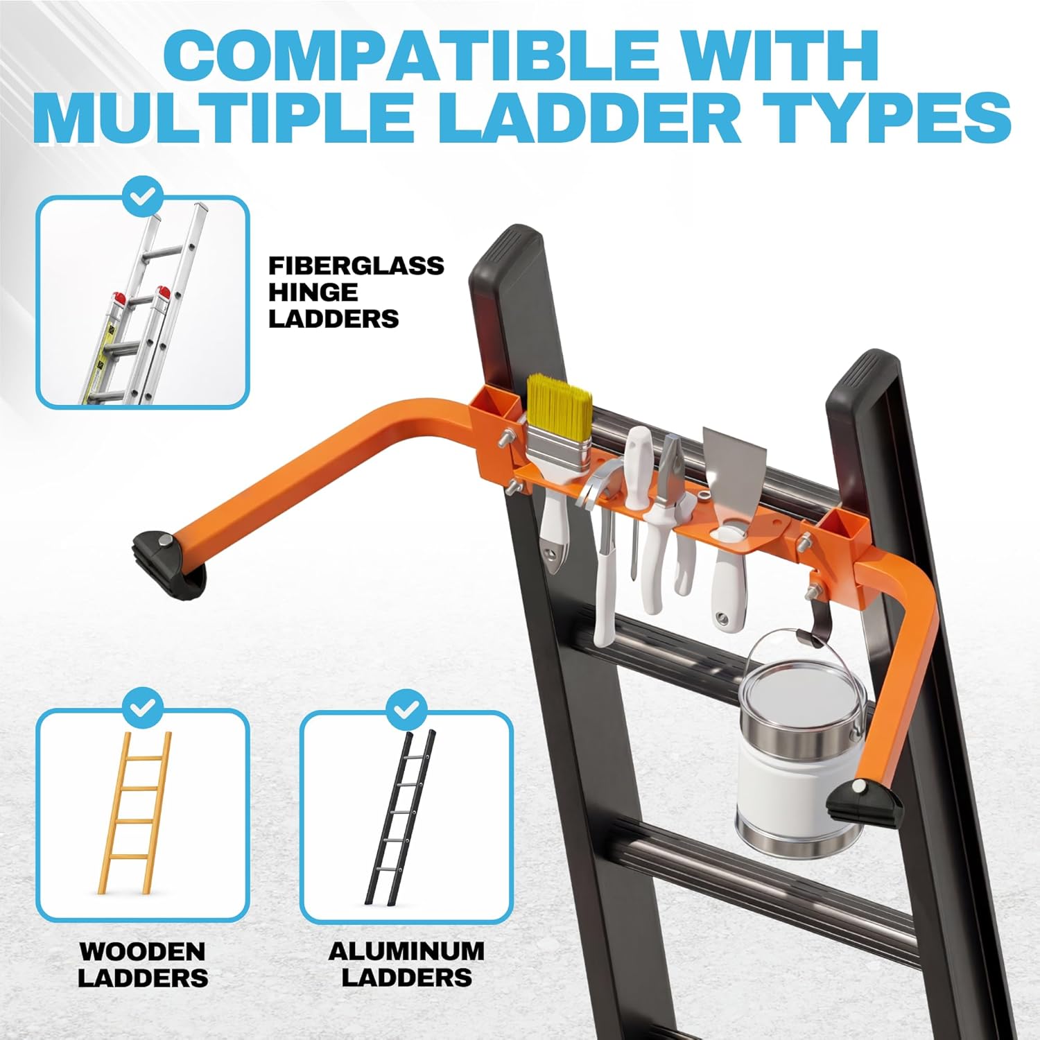 Secure Ladder Stabilizer - Heavy-Duty Carbon Steel Extension Ladder Support & Roof Hook with Anti-Slip Rubber Feet for Gutters, Painting, Roof Work DIY Projects - Professional Grade Standoff Accessory