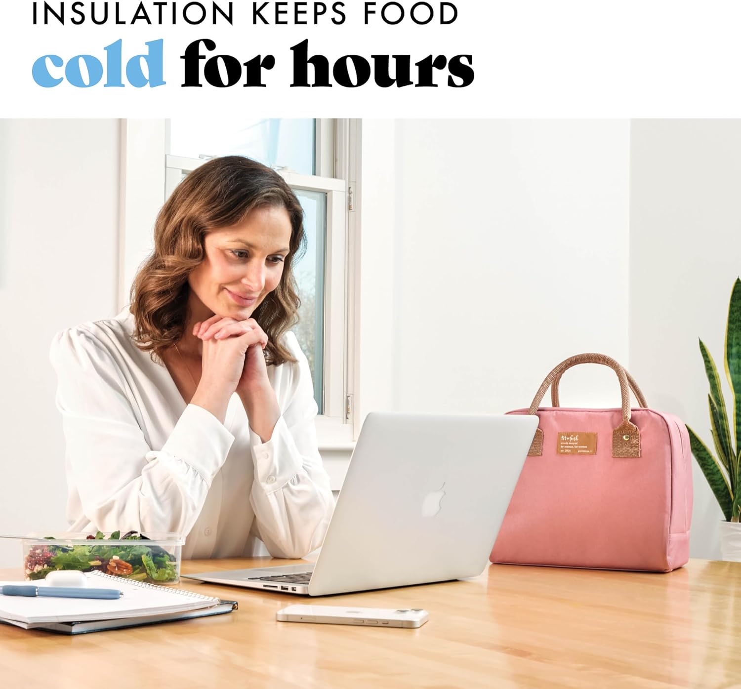 Fit & Fresh Lunch Bag For Women, Insulated Womens Lunch Bag For Work, Leakproof & Stain-Resistant Large Lunch Box For Women With Containers, Zipper Closure Bloomington Bag, Dusty Rose - Image 5