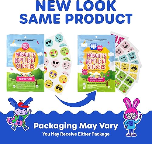 Miniatura 7 de BuzzPatch Calcomanías de parches de mosquitos para niños (paquete de 60) Todos los ingredientes naturales, a base de plantas, no tóxicos, sin DEET,