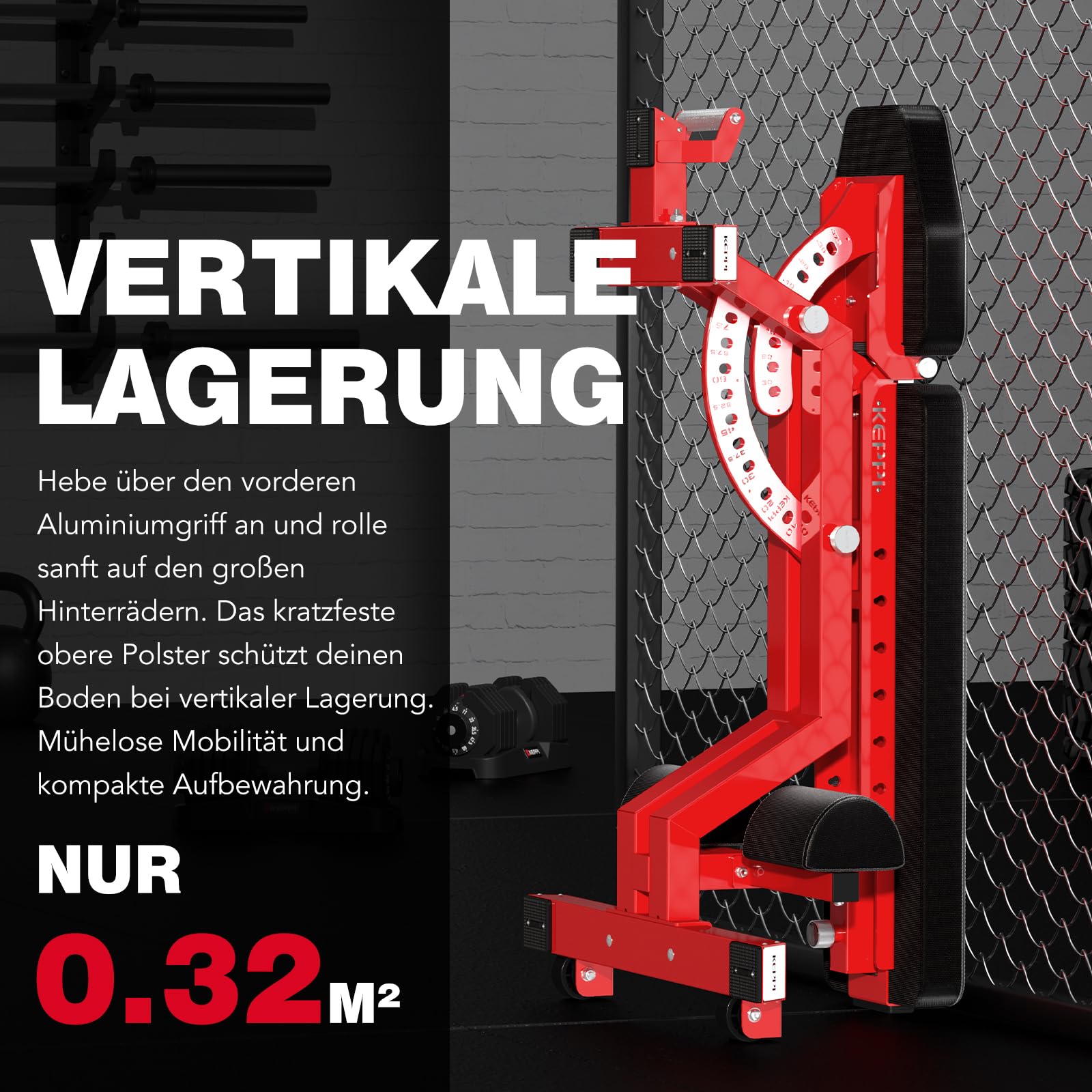 Keppi Hantelbank, 680kg Belastbare Hantelbank Aus Commercial Stahl, 43,2cm Wettkampfhöhe, 11 Rücken + 8 Sitzpositionen FID Design Mit Hochkantlagerung – Bench6000
