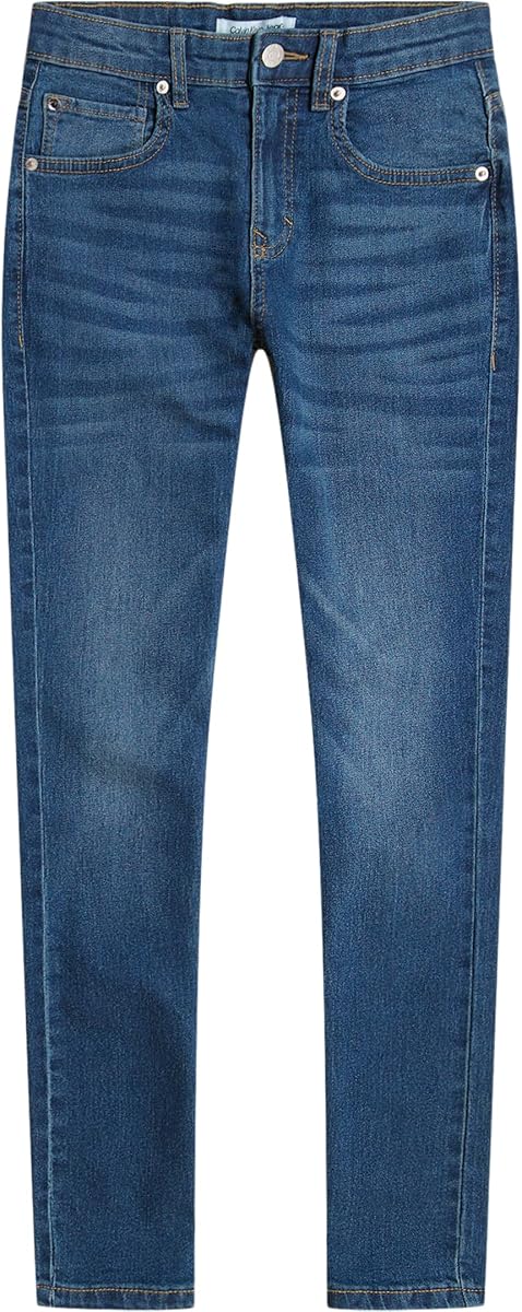 Boys Skinny Fit Stretch Denim Jeans, 5-Pocket Style, Zipper Fly & Button Closure
