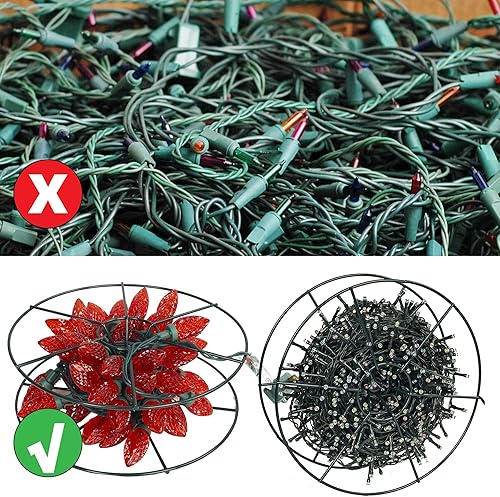 Miniatura 7 de Dazzle Bright Bolsas de almacenamiento de luces de Navidad, 3 carretes de metal para almacenar luces de cadena de Navidad, bolsa de tela Oxford roja