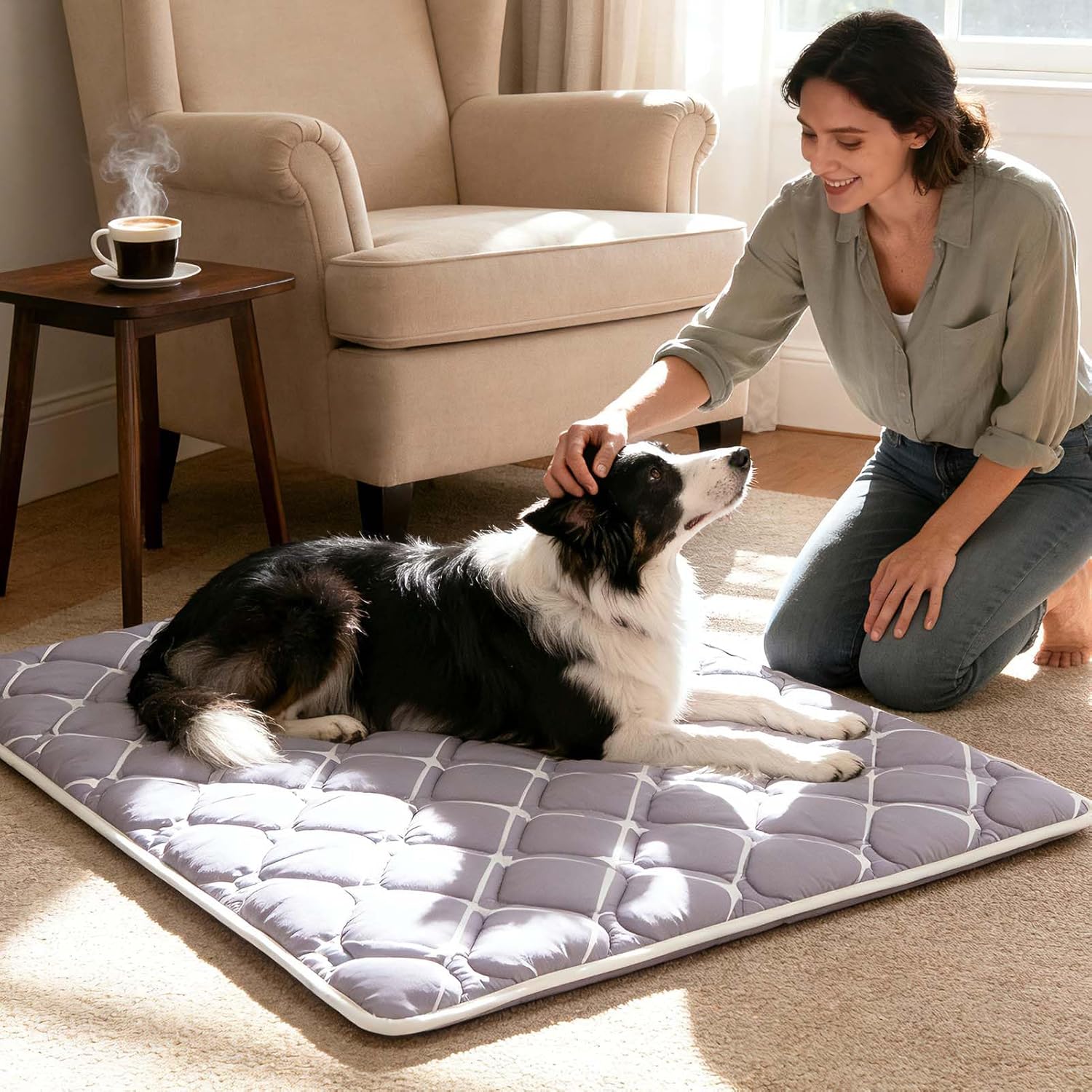 Bubble bear Dog Crate Mat - Ultra Soft, Washable & Anti-Slip Kennel Pad for Small/Medium/Large Dogs, Dark-Hued to Hide Stains (36"x23") - Image 2