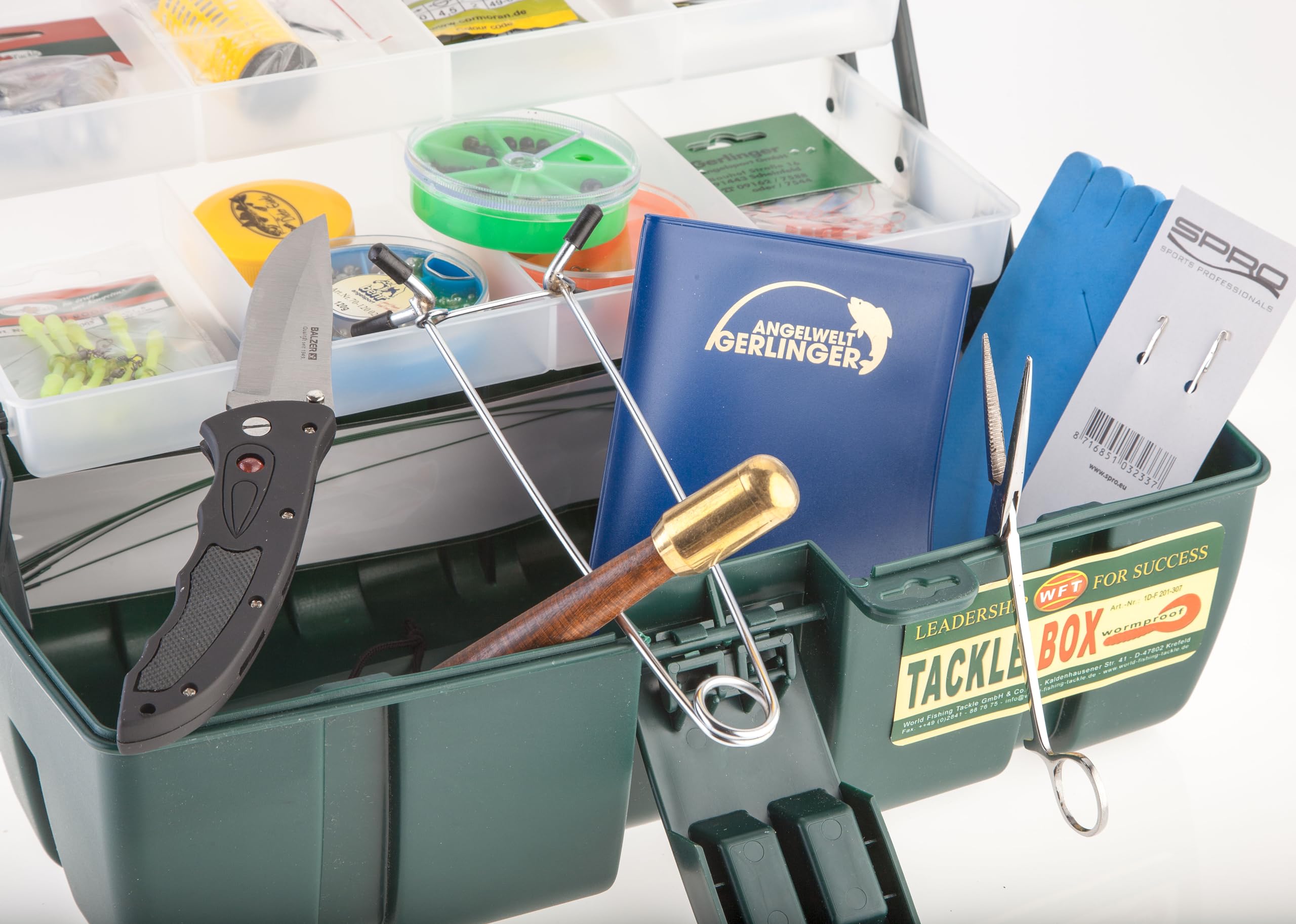 Gerlinger Starterset Angeln, Gerätekoffer mit Angelzubehör gefüllt, Grundausstattung für Angler, Angelhaken Bleie Posen u.v.m.