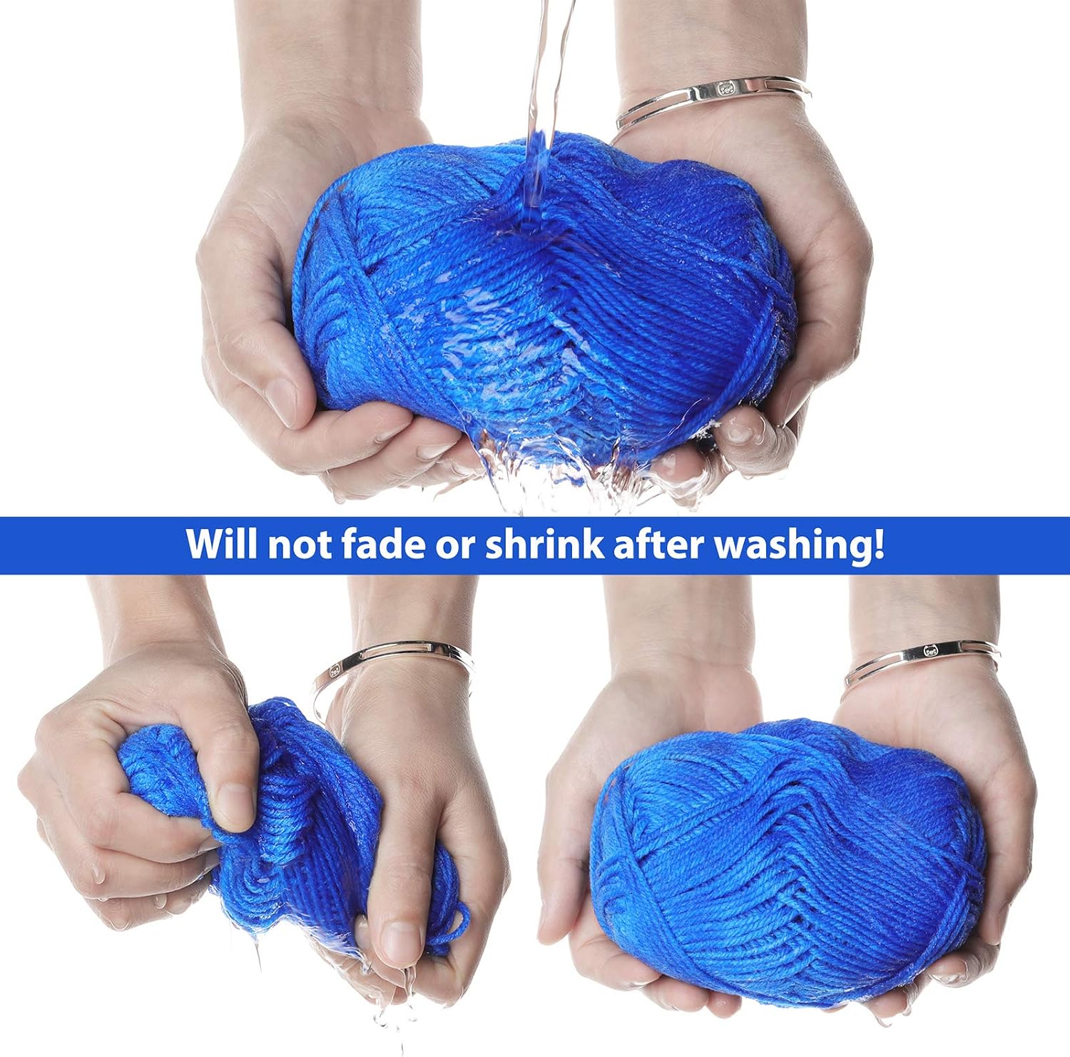 Fuyit 12 Blue Acrylic Yarn Skeins, 1310 Yards Soft Double Knitting Yarn with 2 Crochet Hooks for Beginner Knitting Crochet & Crafts (12 x 50G)