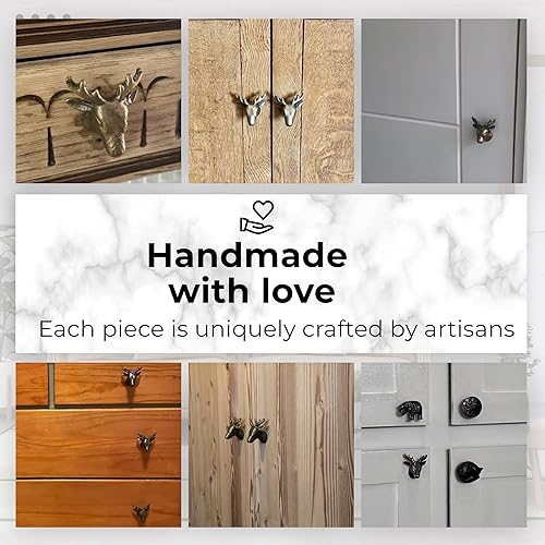 Miniatura 3 de Perillas de puerta de armario de metal hecho a mano de bronce antiguo vintage de hierro antiguo, tiradores de cajón manijas de puerta de gabinete