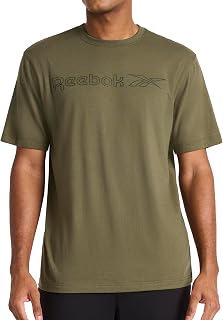Reebok Men's Short Sleeve Graphic Crewneck T-Shirt, Standard Fit, Lightweight Cotton-Poly Fabric