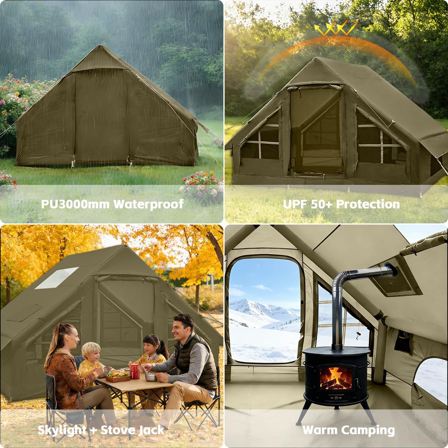 Inflatable Tents for Camping,Easy Blow Up Tent with Hand Pump,4 Seasons Waterproof Air Inflatable Camping Tent House for Family Weekend Camping