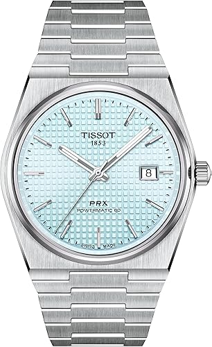 Tissot PRX Powermatic 80 Caja de acero inoxidable 316L, reloj automático suizo para hombres y mujeres, esfera azul hielo, acero inoxidable,