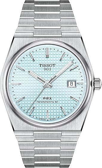 Tissot PRX Powermatic 80 316L Stainless Steel case, Swiss Automatic Watch for Men & Women, Ice Blue Dial, Stainless Steel, T1374071135100