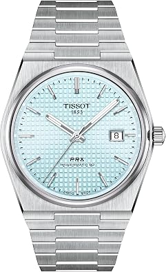 Tissot PRX Powermatic 80 316L Stainless Steel case, Swiss Automatic Watch for Men & Women, Ice Blue Dial, Stainless Steel, (T1374071135100)