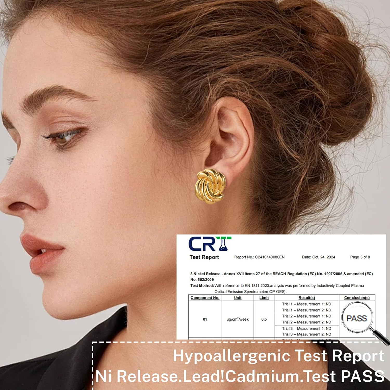 Senteria Chunky Gold Studs Earrings for Women Trendy 14K Gold Plated Statement Earrings Hypoallergenic Big Thick Knot Earring Studs Womens Jewelry Gift - Image 4