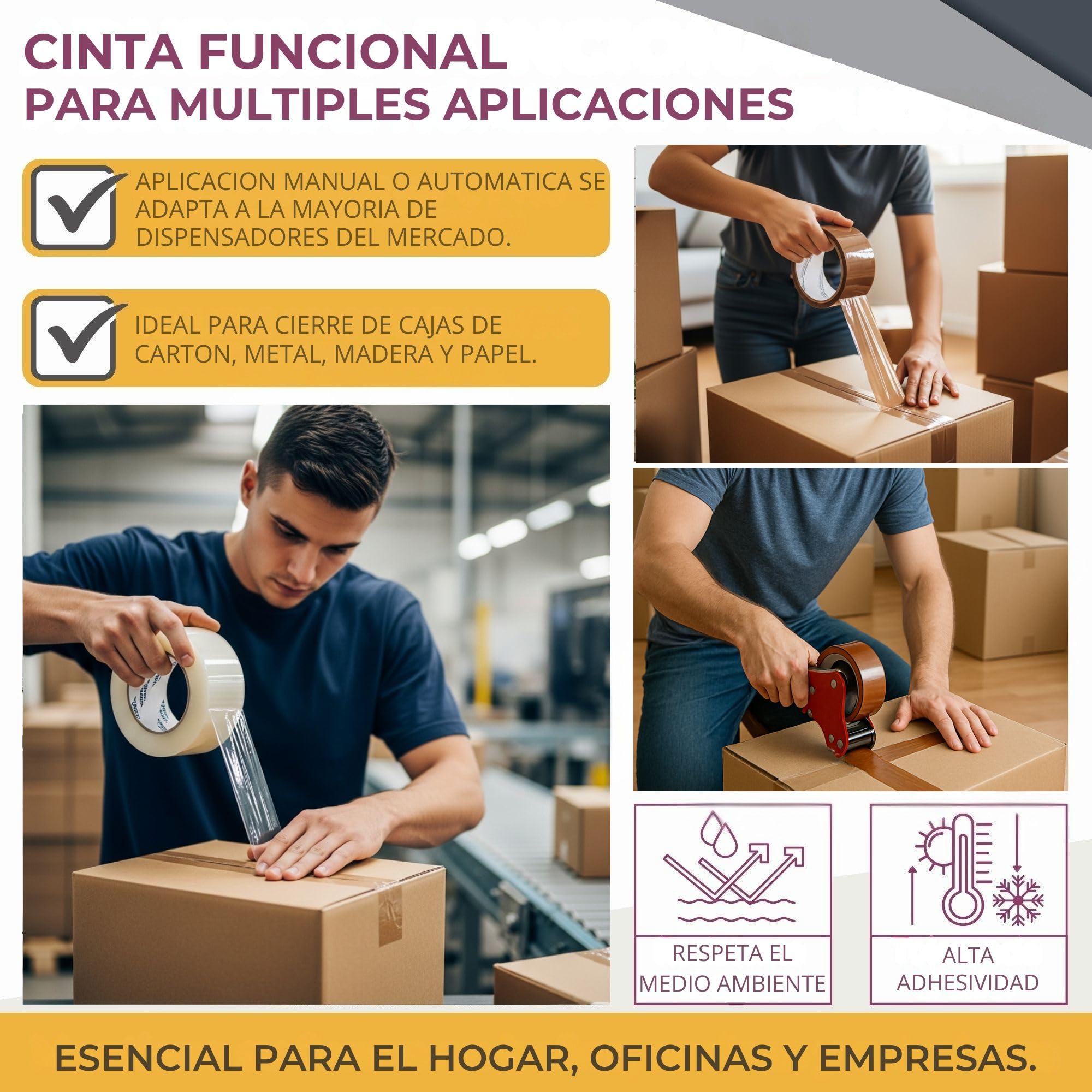 PACK 36 CINTA ADHESIVA DE EMBALAR PROFESIONAL 48MM – CINTA PRECINTO DE EMBALAJE | RESISTENTE AL DESGARRO |ALTA ADHESIÓN PARA CAJAS DE MUDANZA, ENVÍOS Y EMBALAJES. (36, TRANSPARENTE, 126 MTS)