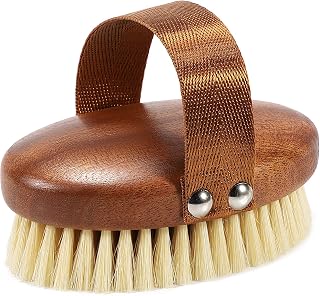 Dry Brushing Body Brush - Natural Boar Bristle Dry Body Brush for Lymphatic Drainage, Cellulite, Blood(Medium Hardness)
