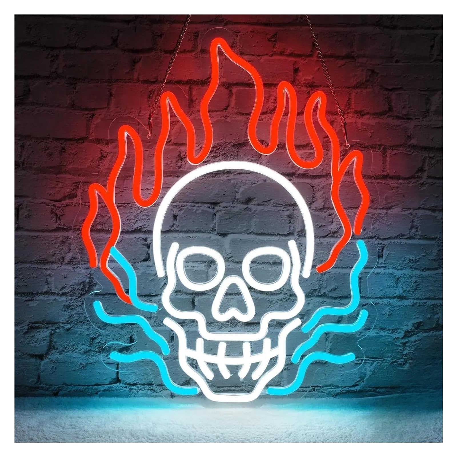 LEMST Signs Lamp Skeleton On Fire Neon Signs USB Powered, Adjustable Brightness Skull Neon Lights Suitable for Wall Decor 31.75cmx39.87cm