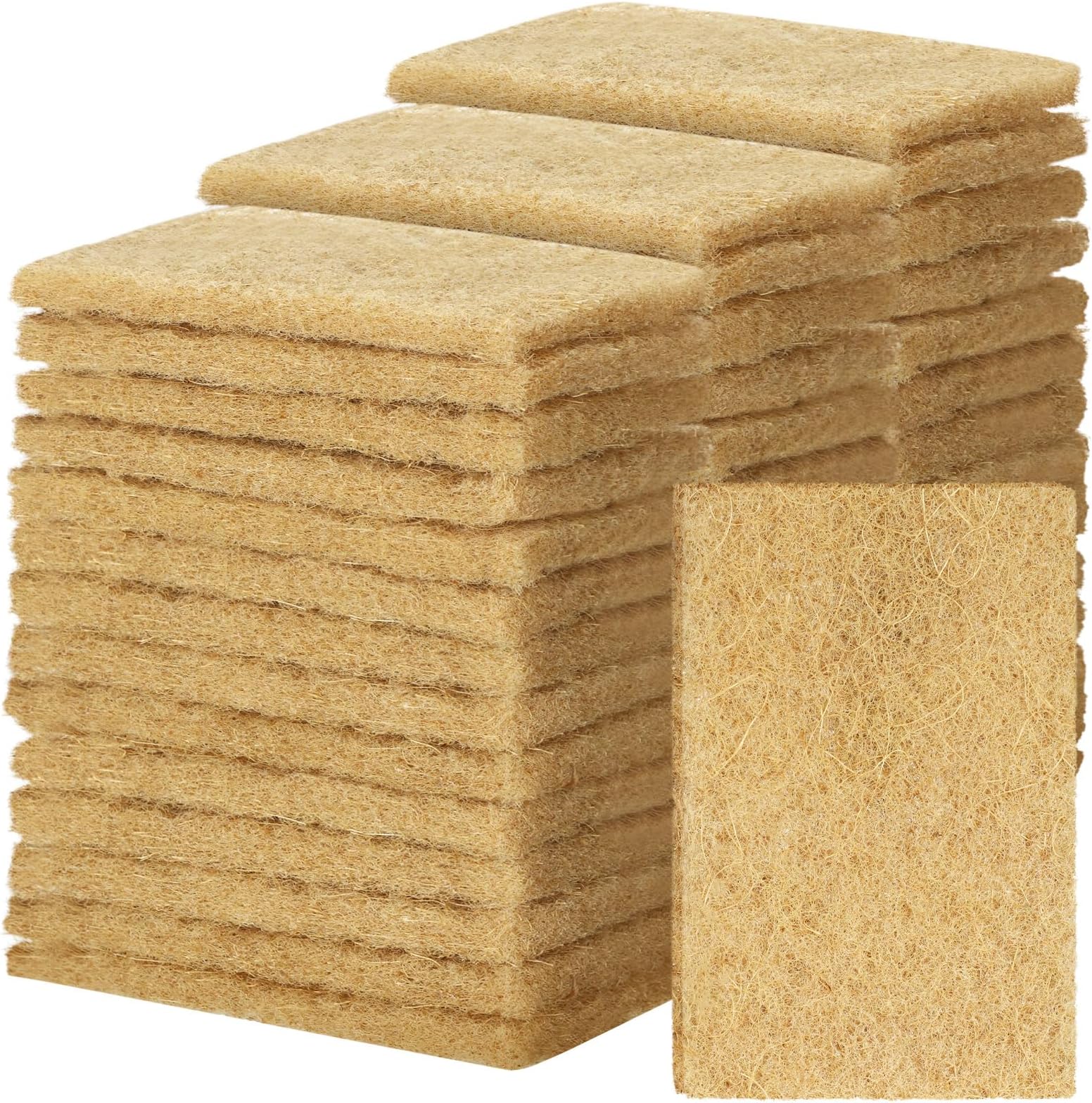 50 Pcs Non Scratch Scrubbing Pads for Dishes Coconut Fiber Scrub Natural Scouring Pad Sisal Fibers Cleaning Dish Washing Scrubbers for Kitchen Pots and Pan