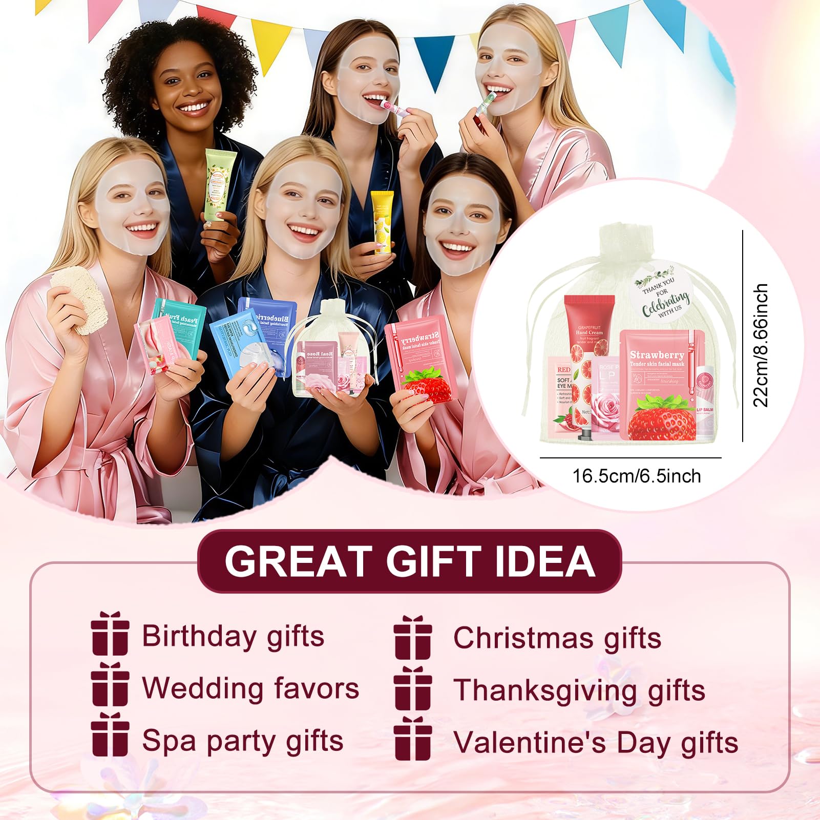 70 Pièces Coffret Femme Cadeau, Lot Masque Visage, Coffret Soin Visage Femme con Creme Mains, Masque Visage, Eye Patch, Masque Levre, Stick Levres, pour les Fêtes SPA, Cadeaux de Mariage