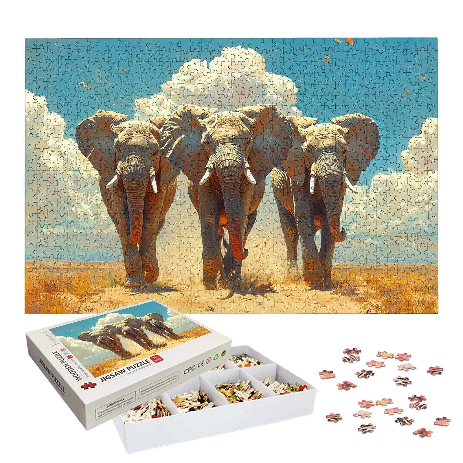 Puzzle 3000 Pezzi Elefante, Puzzle Africa 3000 Pezzi Arte per Adulti e Bambini, Misura: 122x81 cm, Puzzles Legno per Adulti con Squisita Scatola di Imballaggio, Idea Regalo Donna, Regalo Uomo, -9161