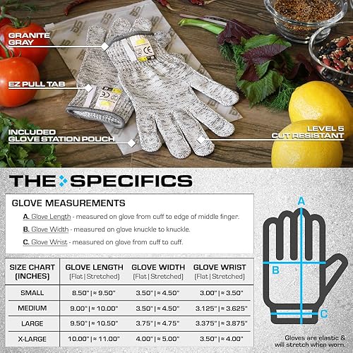 Vista 13 de Glove Station Ultra Durable Series Cut Resistant Gloves - Cutting Gloves for Chefs, BBQ and Cooking - Level 5 Protection Gris granito