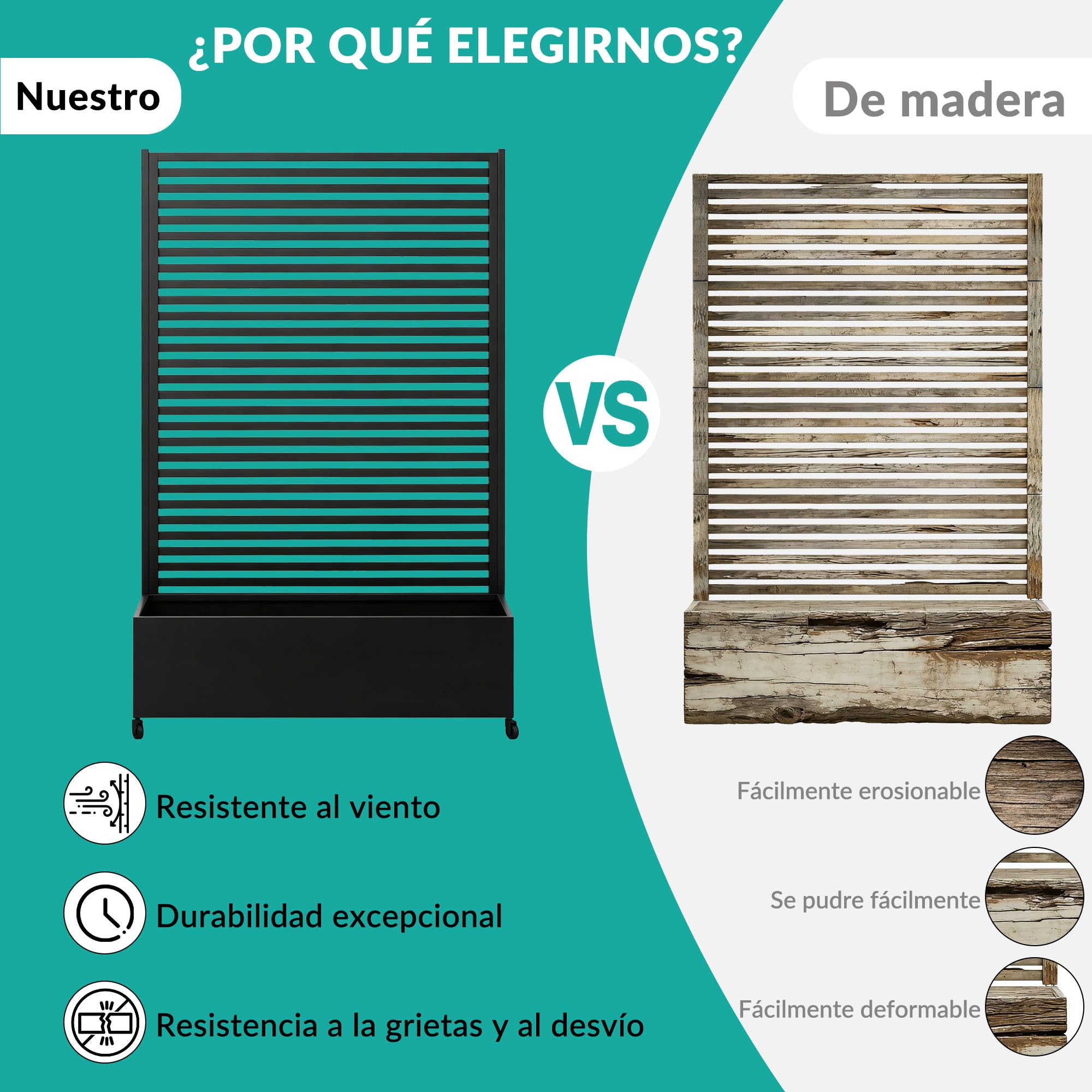 Jardinera metálica para Exterior con Enrejado, bancal Elevado de Metal con Ruedas, Jardinera Independiente con privacidad para Flores y Verduras en jardín, Patio y balcón.