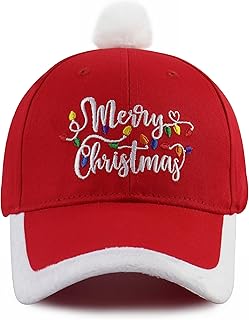 mukroiw Merry Christmas Hats for Women Men, Funny Adjustable Christmas Embroidered Baseball Cap